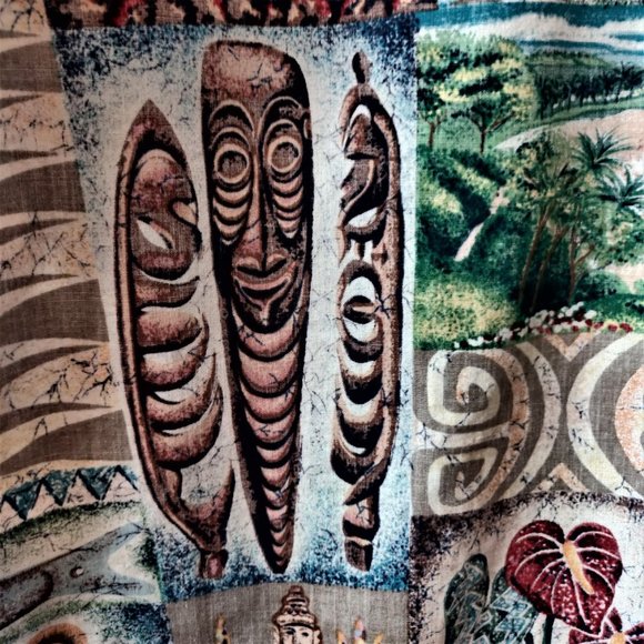 Reyn Spooner Mens Allover Aloha Mauna Kea Ribbed Collar Cuff Popover Shirt L - Picture 9 of 12